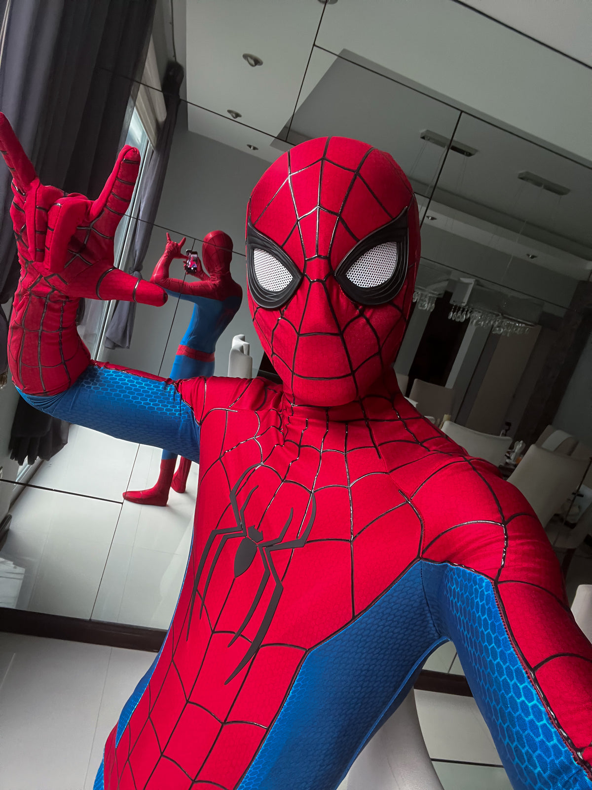 Person wearing a custom handmade Mcu Brand New Day Spider-Man Suit