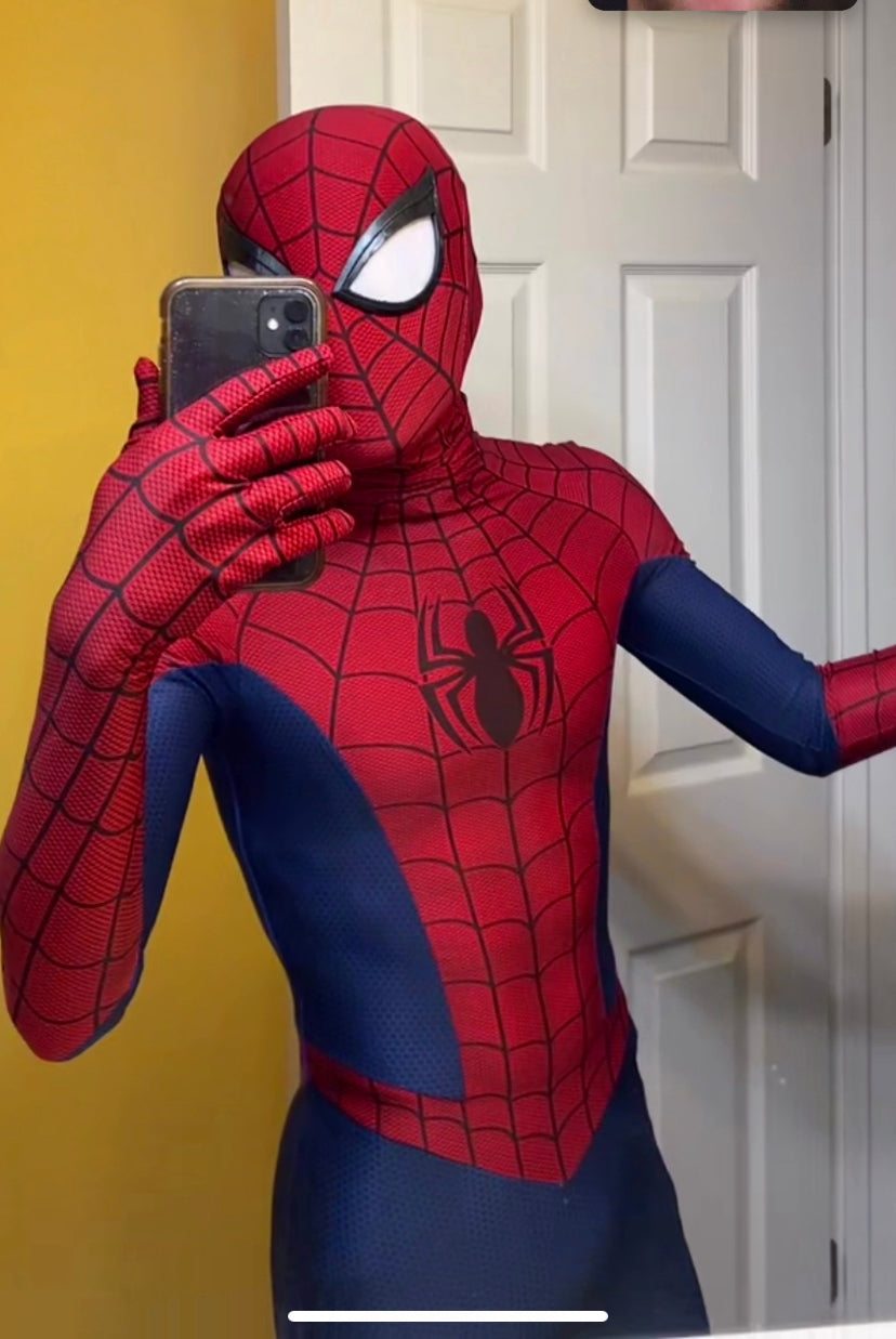 Person wearing a custom handmade Comic Spider-Man Suit