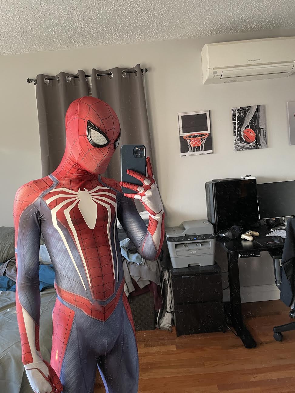 Person wearing a custom handmade Insomniac Spider-Man Suit