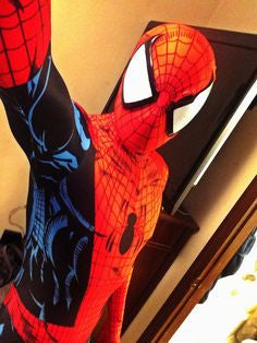 Person wearing a custom handmade Comic Spider-Man Suit