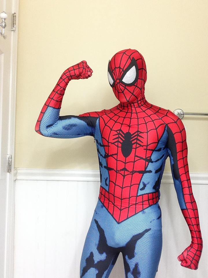 Person wearing a custom handmade Comic Spider-Man Suit
