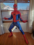 Person wearing a custom handmade Spideverse Peter Parker Spider-Man Suit