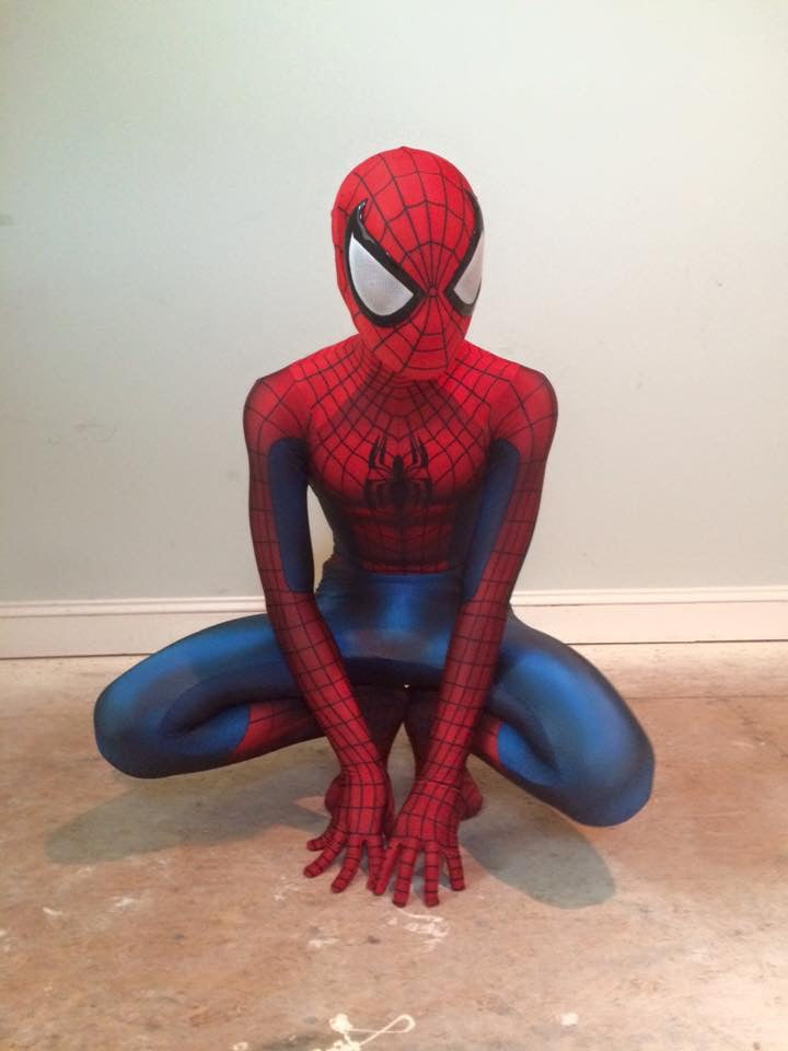 Person wearing a custom handmade Comic Spider-Man Suit