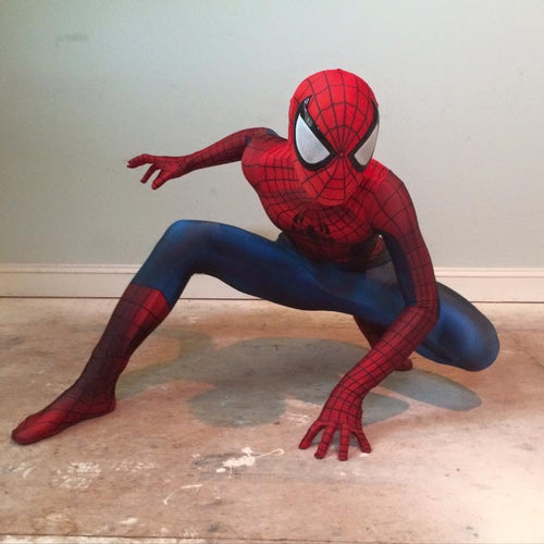 Person wearing a custom handmade Comic Spider-Man Suit