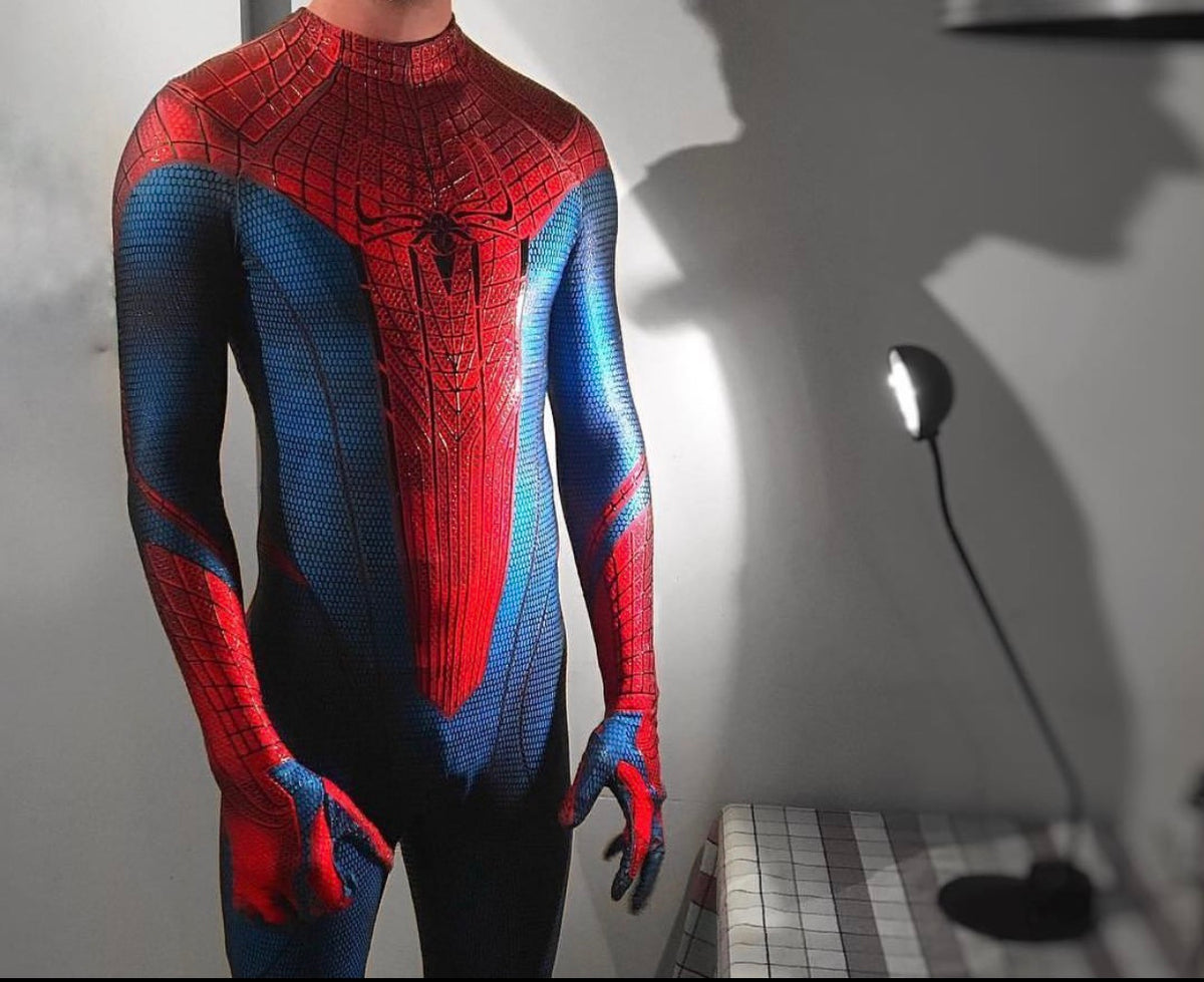 Person wearing a custom handmade TASM Amazing Spider-Man replica suit