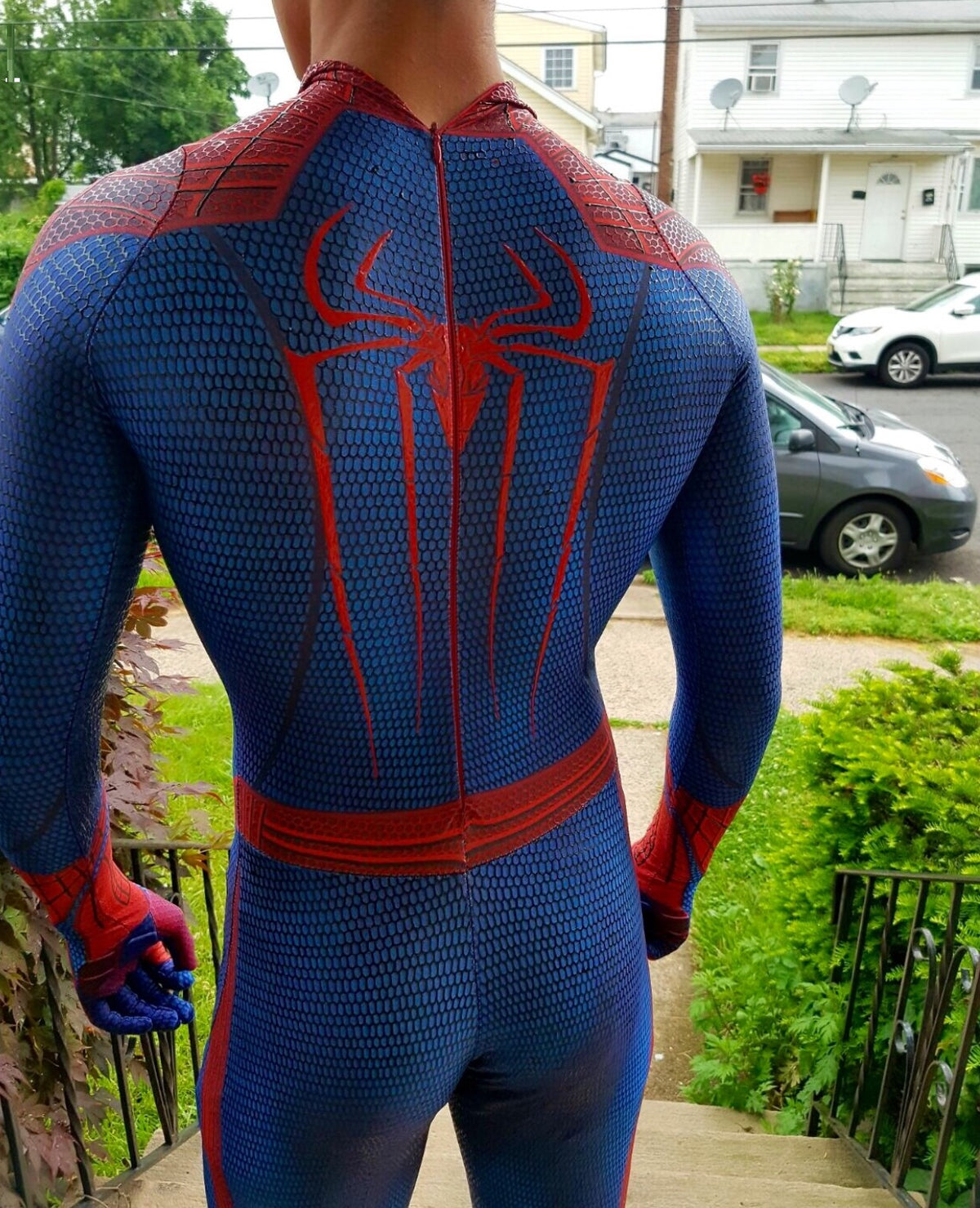 Person wearing a custom handmade TASM Amazing Spider-Man replica suit