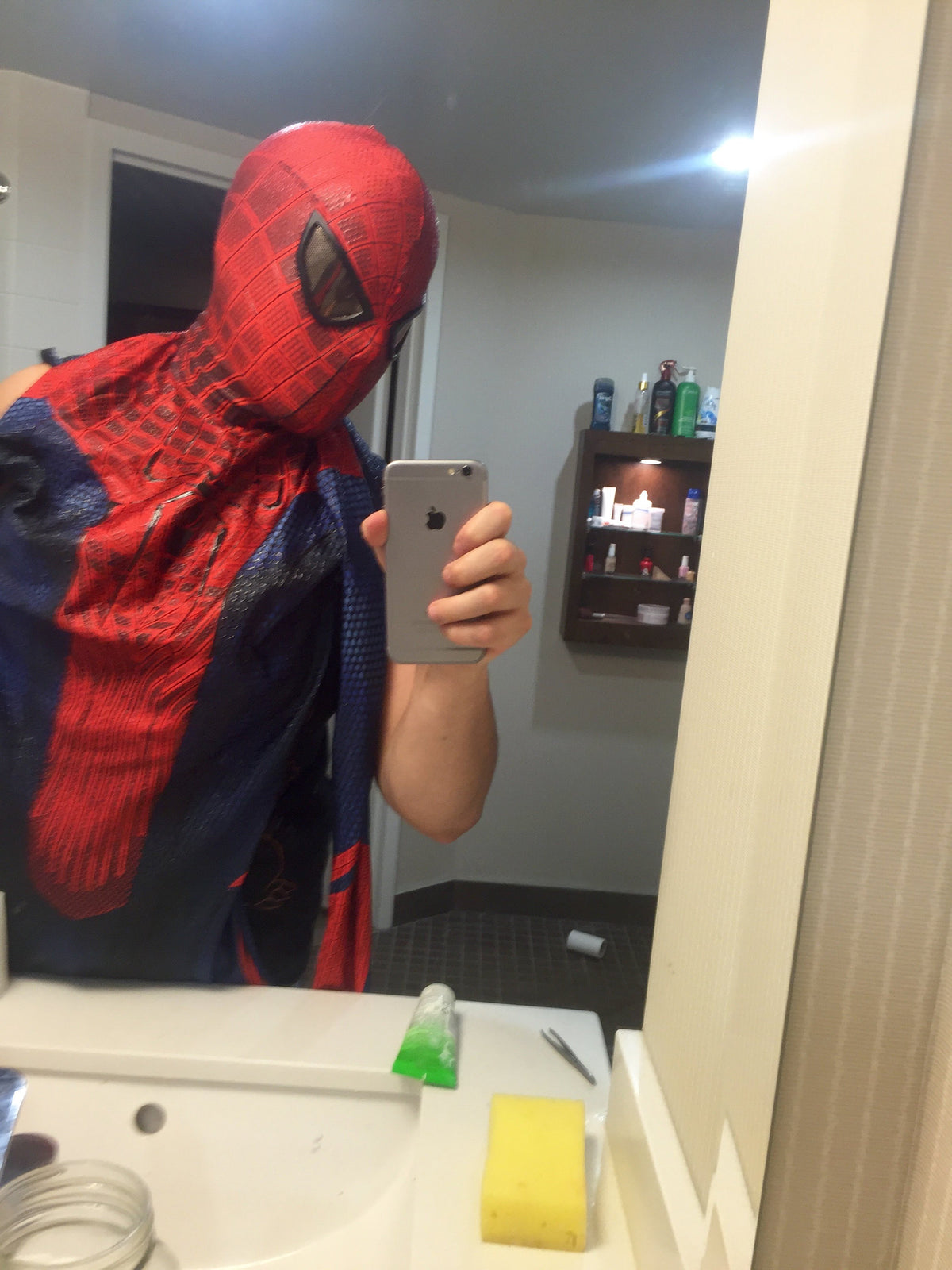 Person wearing a custom handmade TASM Amazing Spider-Man replica suit