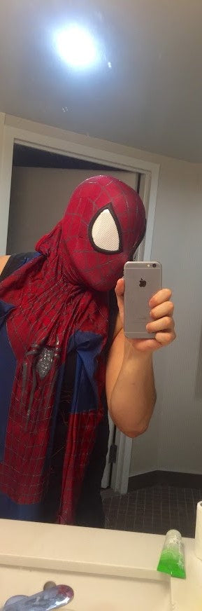 Person wearing a custom handmade TASM 2 Amazing Spider-Man 2 replica suit
