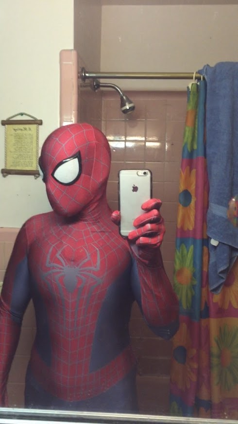 Person wearing a custom handmade TASM 2 Amazing Spider-Man 2 replica suit