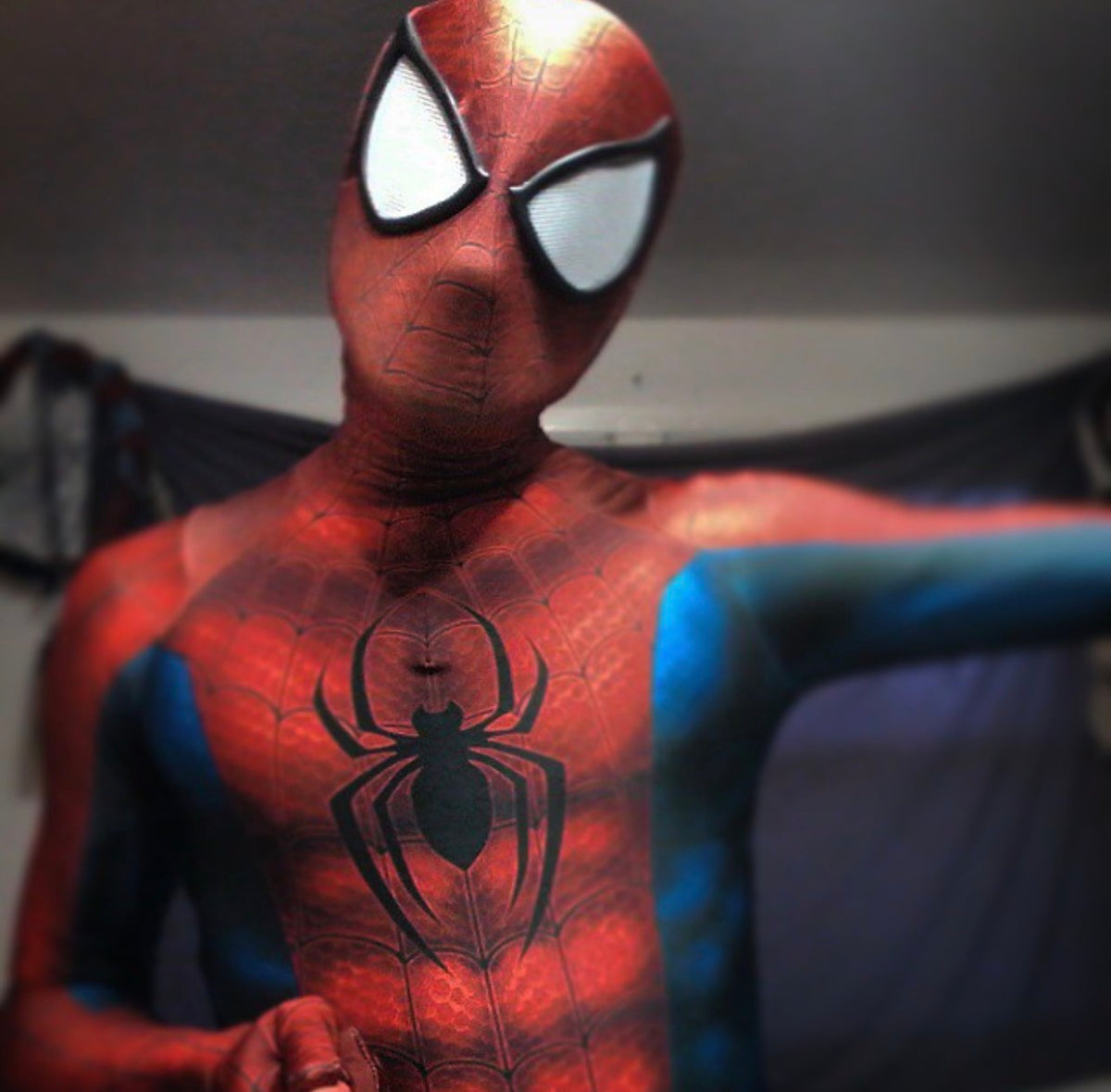 Person wearing a custom handmade Comic Spider-Man Suit
